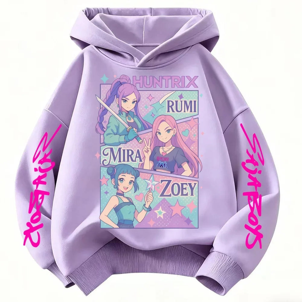 Kids' KPop Demon Hunters Hoodie 3-14Y Boys' Same Style As Hot Sale Anime Hoodie Soft Fleece 3D Print Autumn