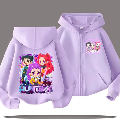 Kids Zip Up Hoodie Kpop Demon Hunters