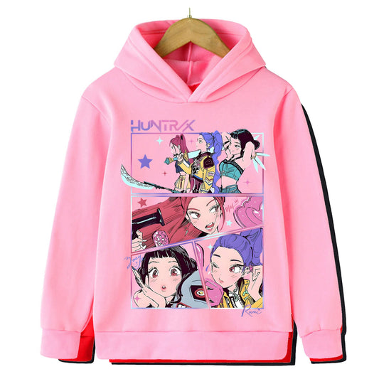 Children's cotton sweatshirt Korean Wave Demon Hunter Print Fashion Casual 2025 Movie Round Neck Cartoon Girl Casual Clothing