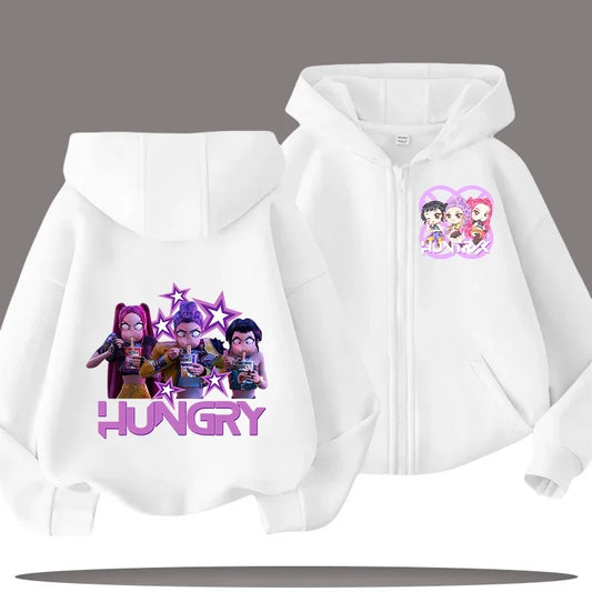 Zip Up Sweatshirt Kpop Demon Hunters Hoodie Children Clothes Kid Girl Boy Sweatshirt Zipper Hoody Baby Casual Top