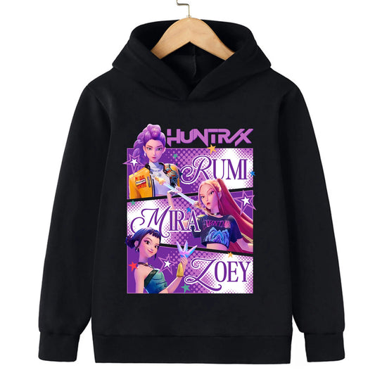 Children's cotton sweatshirt Korean Wave Demon Hunter Print Fashion Casual 2025 Movie Round Neck Cartoon Girl Casual Clothing