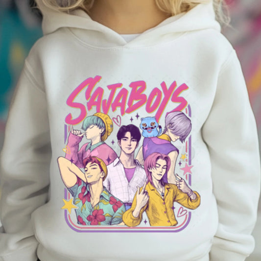 K-pop Demon Hunters Hoodies Boys Girls Long Sleeve Outerwear Saja Boys Print Hooded Coat for Children Fashion Pullover Kids Tops