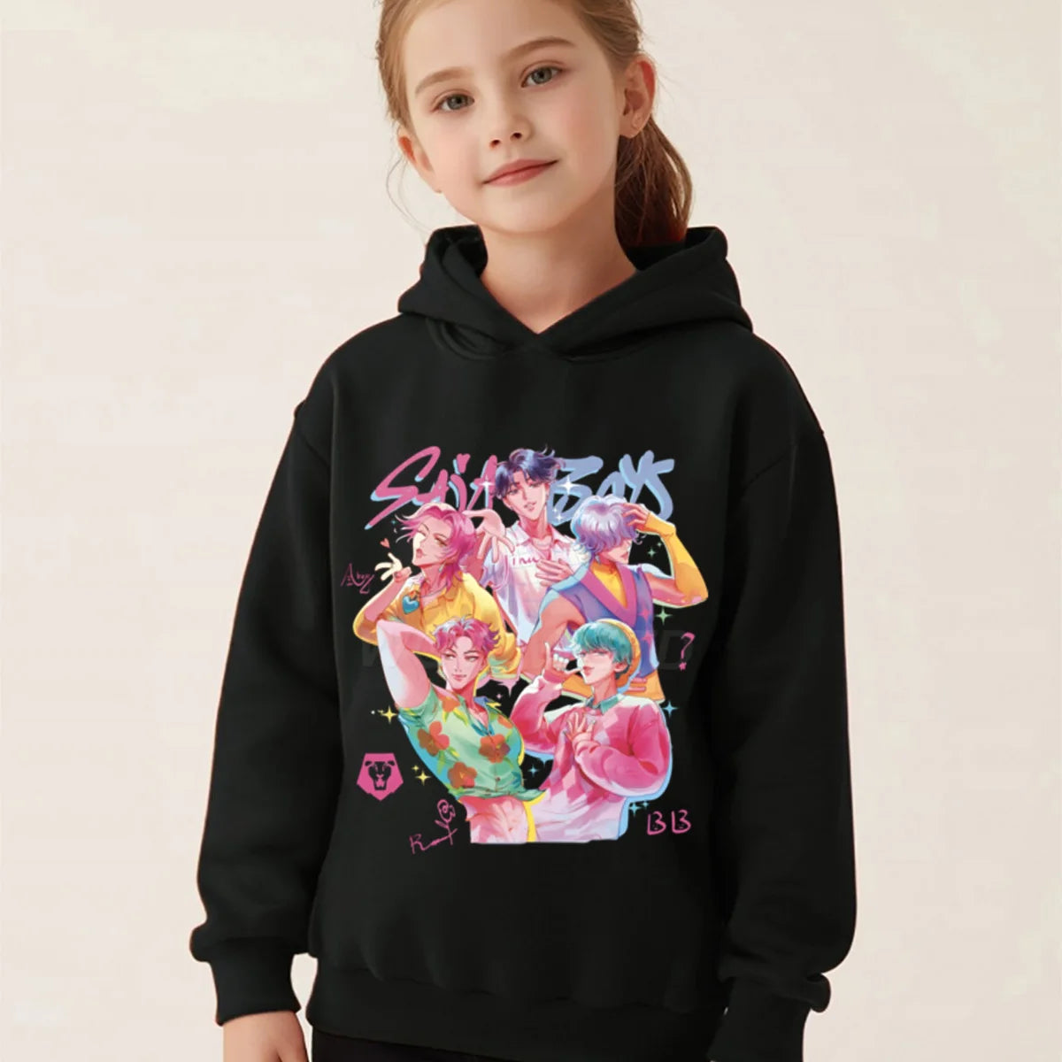 K-pop Demon Hunters Hoodies Boys Girls Long Sleeve Outerwear Saja Boys Print Hooded Coat for Children Fashion Pullover Kids Tops