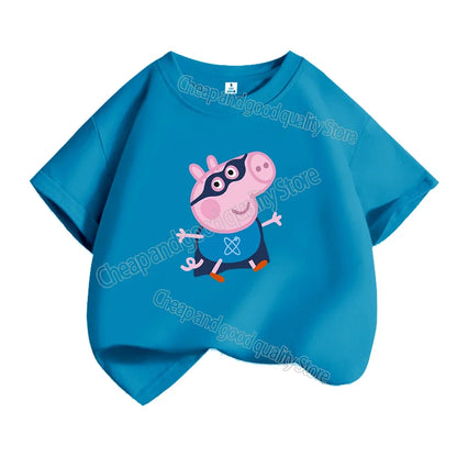 Kids T-shirt Clothes Peppa Pigs Girl Boy Short Sleeve Summer Tee Clothes Tops Cartoon Printing Children Shirt Birthday Gift
