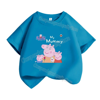 Kids T-shirt Clothes Peppa Pigs Girl Boy Short Sleeve Summer Tee Clothes Tops Cartoon Printing Children Shirt Birthday Gift
