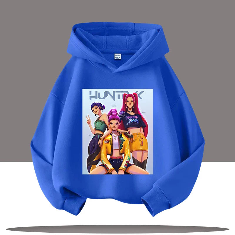 K-pop Demon Hunters Hoodies Boys Girls Long Sleeve Outerwear Saja Boys Print Hooded Coat for Children Fashion Pullover Kids Tops