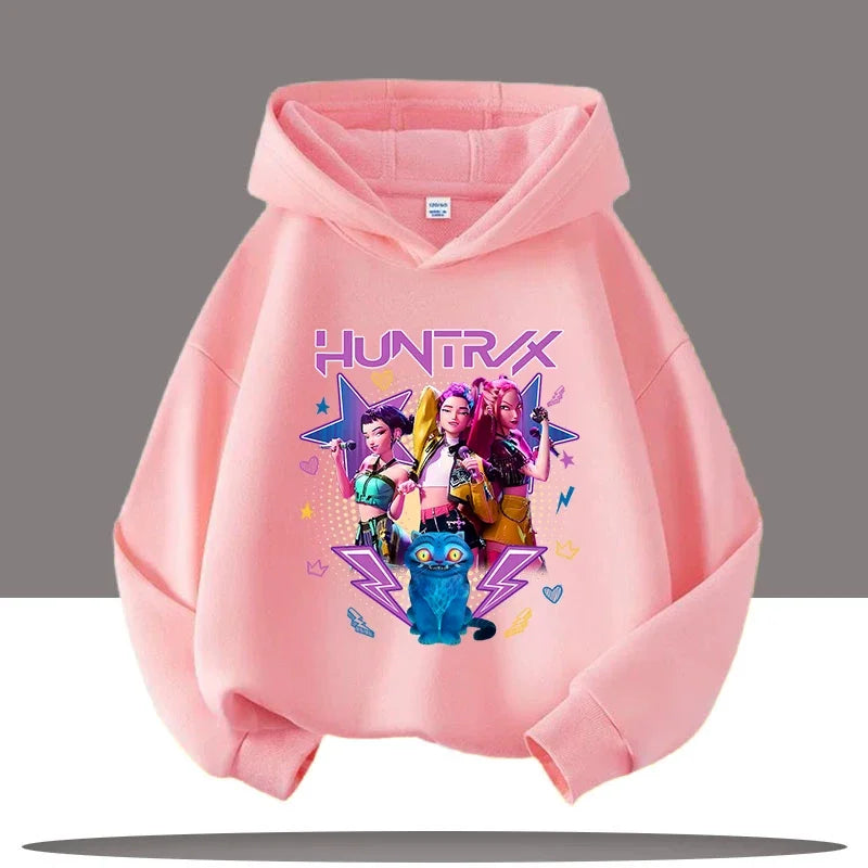 K-pop Demon Hunters Hoodies Boys Girls Long Sleeve Outerwear Saja Boys Print Hooded Coat for Children Fashion Pullover Kids Tops