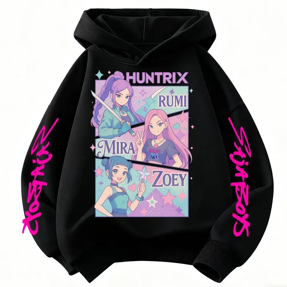 Kids' KPop Demon Hunters Hoodie 3-14Y Boys' Same Style As Hot Sale Anime Hoodie Soft Fleece 3D Print Autumn