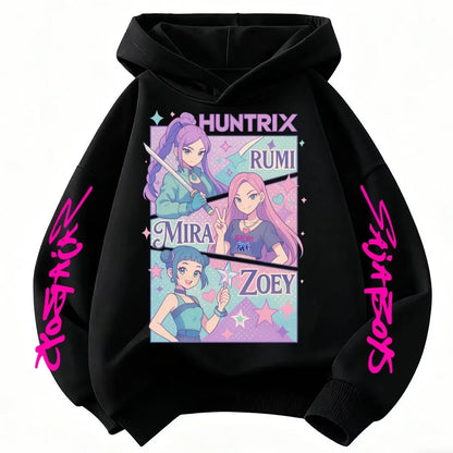 Kids' KPop Demon Hunters Hoodie 3-14Y Boys' Same Style As Hot Sale Anime Hoodie Soft Fleece 3D Print Autumn