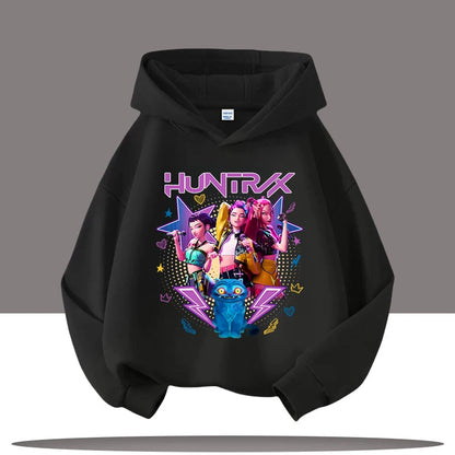 K-pop Demon Hunters Hoodies Boys Girls Long Sleeve Outerwear Saja Boys Print Hooded Coat for Children Fashion Pullover Kids Tops