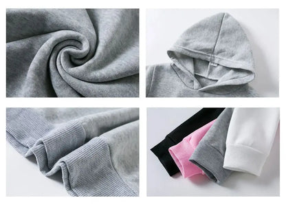 Autumn Winter Children Hoodies Kawaii Hi Teddy Bear Print Girls Boys Baby Clothes Casual Fashion Kids Sweatshirt Pullovers Tops