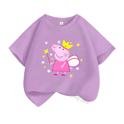 Kids T-shirt Clothes Peppa Pigs Girl Boy Short Sleeve Summer Tee Clothes Tops Cartoon Printing Children Shirt Birthday Gift
