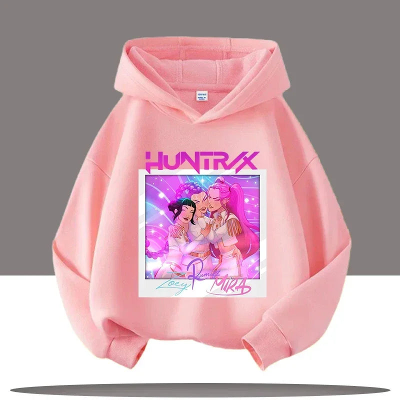 K-pop Demon Hunters Hoodies Boys Girls Long Sleeve Outerwear Saja Boys Print Hooded Coat for Children Fashion Pullover Kids Tops
