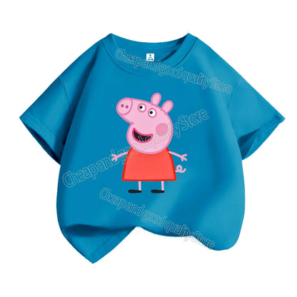 Kids T-shirt Clothes Peppa Pigs Girl Boy Short Sleeve Summer Tee Clothes Tops Cartoon Printing Children Shirt Birthday Gift