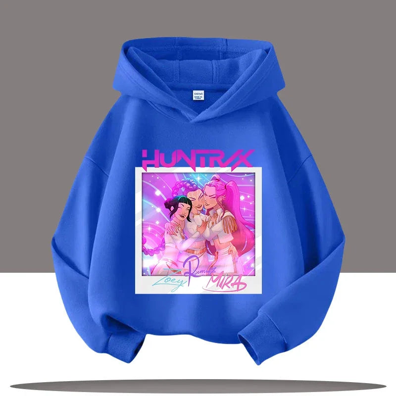 K-pop Demon Hunters Hoodies Boys Girls Long Sleeve Outerwear Saja Boys Print Hooded Coat for Children Fashion Pullover Kids Tops