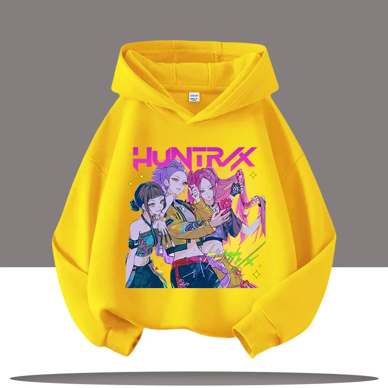 K-pop Demon Hunters Hoodies Boys Girls Long Sleeve Outerwear Saja Boys Print Hooded Coat for Children Fashion Pullover Kids Tops