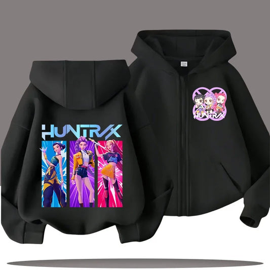 Childrens Zip Up Sweatshirt Kpop Demon Hunters Hoodie Children Clothes Kid Girl Boy Sweatshirt Zipper Hoody Baby Casual Top