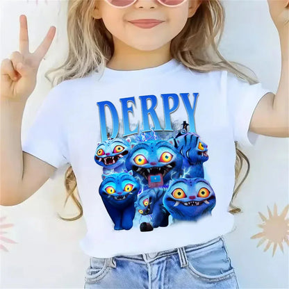 2025 new children's cotton Korean Wave demon hunter printed fashion casual round-neck top movie cartoon girl boy T-shirt