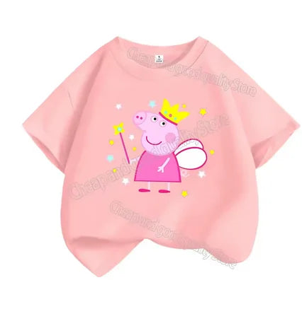 Kids T-shirt Clothes Peppa Pigs Girl Boy Short Sleeve Summer Tee Clothes Tops Cartoon Printing Children Shirt Birthday Gift