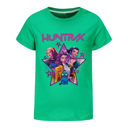 Children T-shirt for Boys Girls Fashion Anime Movie Tees Kids KPop Demon Hunters Huntrix Funny Short Sleeve T Shirt Gifts