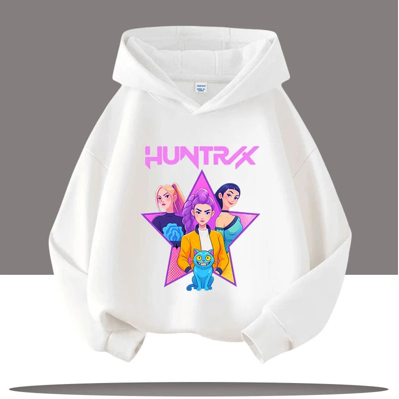 K-pop Demon Hunters Hoodies Boys Girls Long Sleeve Outerwear Saja Boys Print Hooded Coat for Children Fashion Pullover Kids Tops