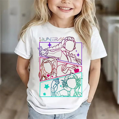 Children Clothes Girl Boy KPop Demon Hunters Soft Summer Tops 2025 Hot Movie Print T Shirts Print Kids T-shirt