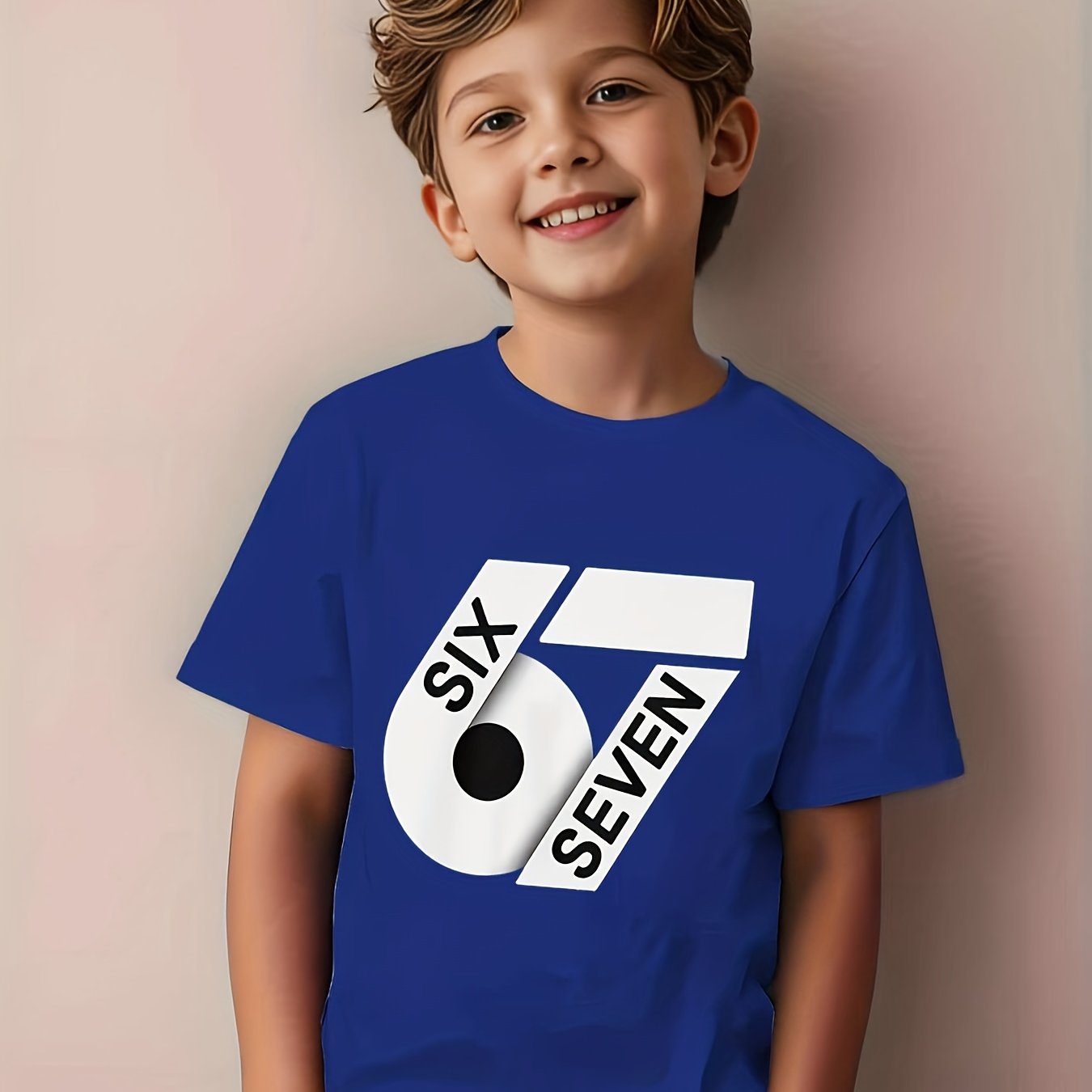 ' White 67 Number Print T-Shirt - Short Sleeve Round Neck Casual Summer Top with Black '67' Chest Number, Machine Washable Shirt, & Casual Attire - Age 4-12 Years (Regular Fit)