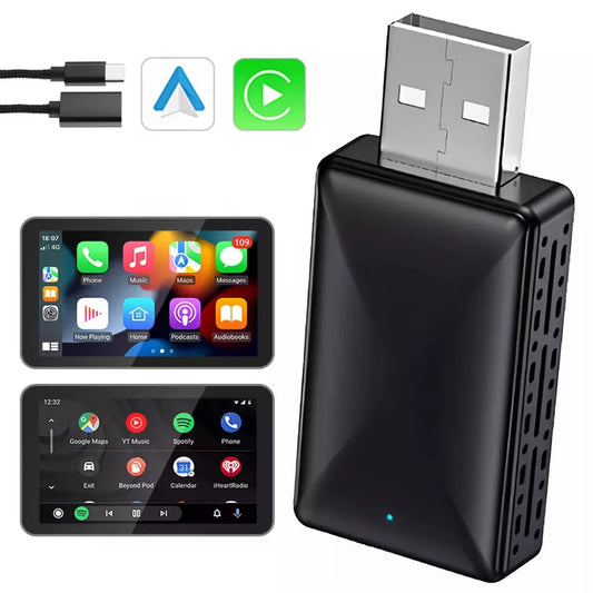 2 in 1 Wireless Carplay Adapter - Wireless Car Play Android Auto USB Car Dongle Connect Box Convert