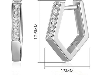 Silver Sterling 925 Geometric Hoop Earrings Created with Zircondia® Crystals