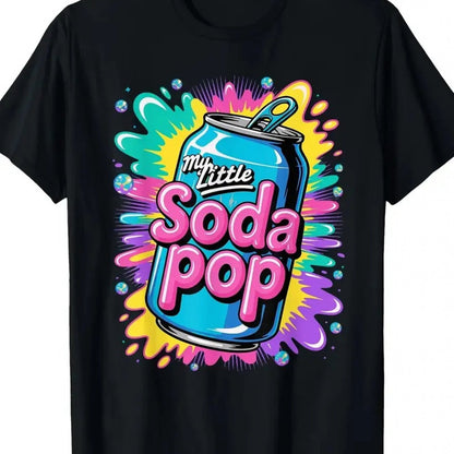 Boys' Casual Short Sleeve T-Shirt - Vibrant Soda Pop Graphic Print, Breathable Summer Top with "My Little Soda Pop" Design, Regular Fit Round Neck Tee for Casual Attire, Soda Pop Shirt, Playful Graphic Tee, Comfortable Fit Sh