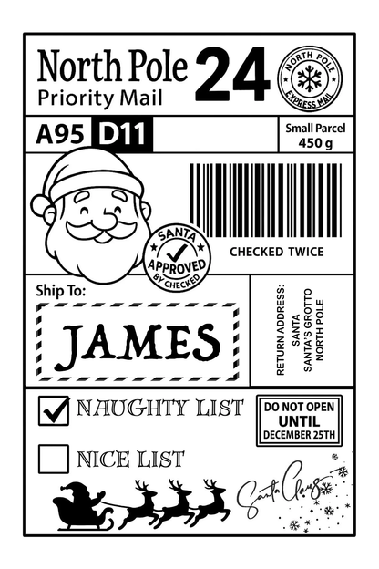 Personalised Santa Naughty or Nice Delivery Labels – North Pole Shipping Stickers