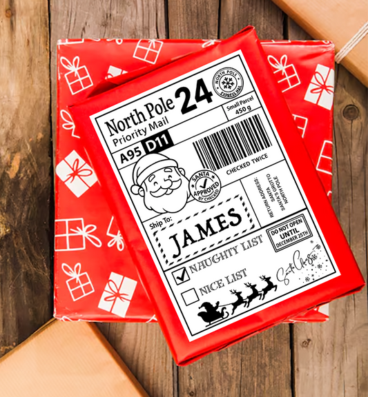 Personalised Santa Naughty or Nice Delivery Labels – North Pole Shipping Stickers