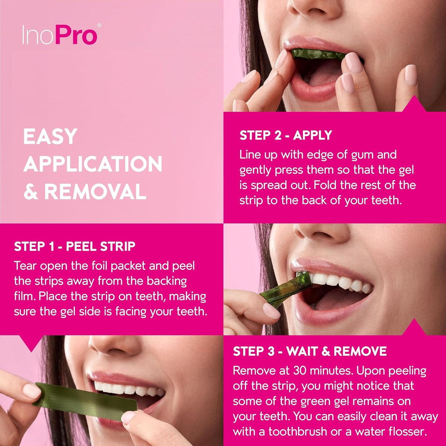 Inopro Teeth Whitening Strips Green Non Peroxide Teeth Whitening Ino Pro - Instant Teeth Whitening Without The Harm (28 Strips)