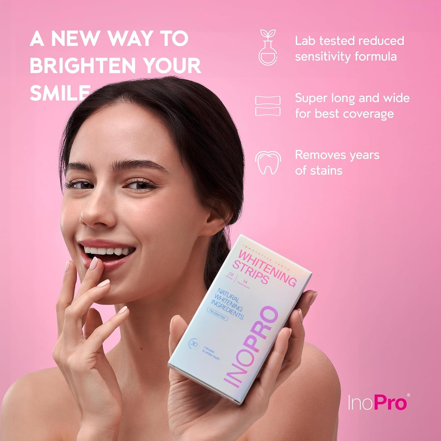Inopro Teeth Whitening Strips Green Non Peroxide Teeth Whitening Ino Pro - Instant Teeth Whitening Without The Harm (28 Strips)